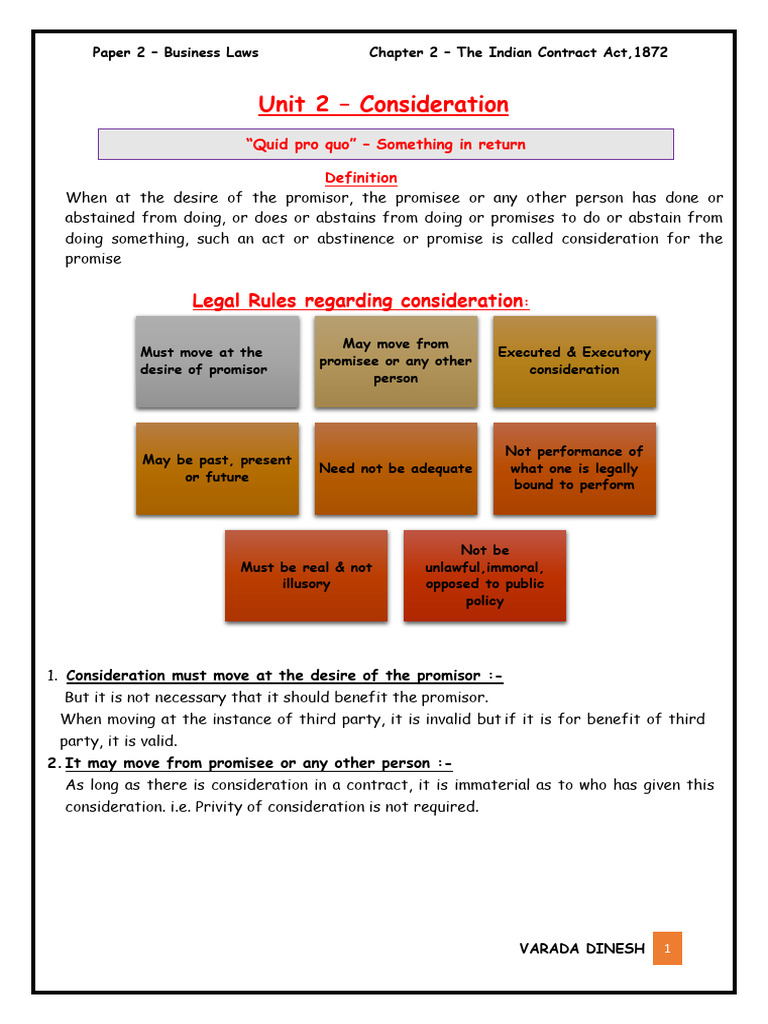 Understanding Consideration in Contracts | PDF | Consideration ...