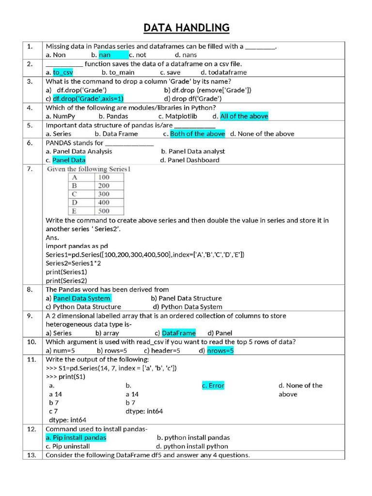 1 - Data Handling | PDF