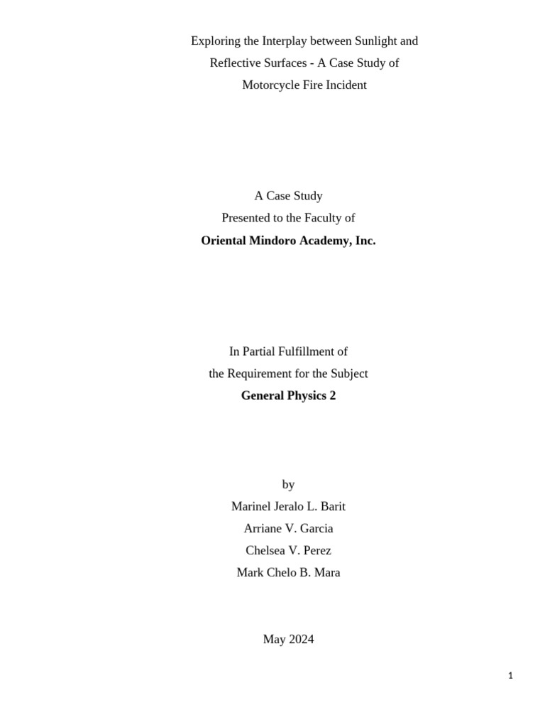 Exploring The Interplay Between Sunlight and | PDF | Mirror ...
