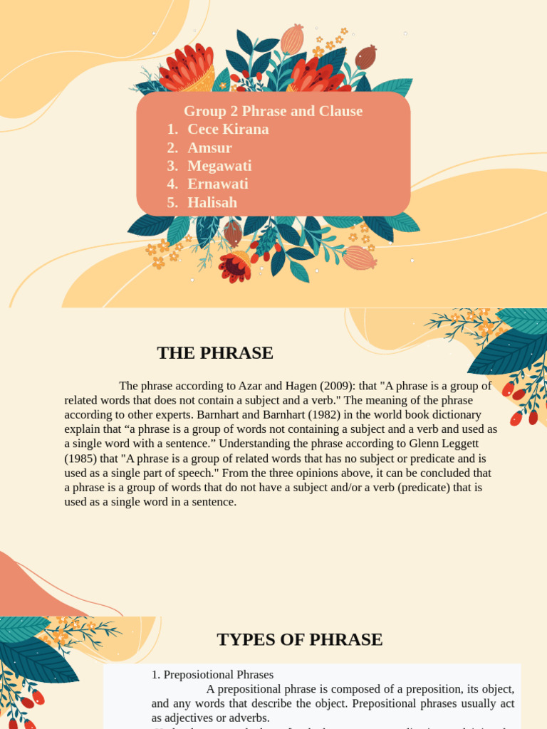 Understanding Phrases and Clauses | PDF | Verb | Subject (Grammar)