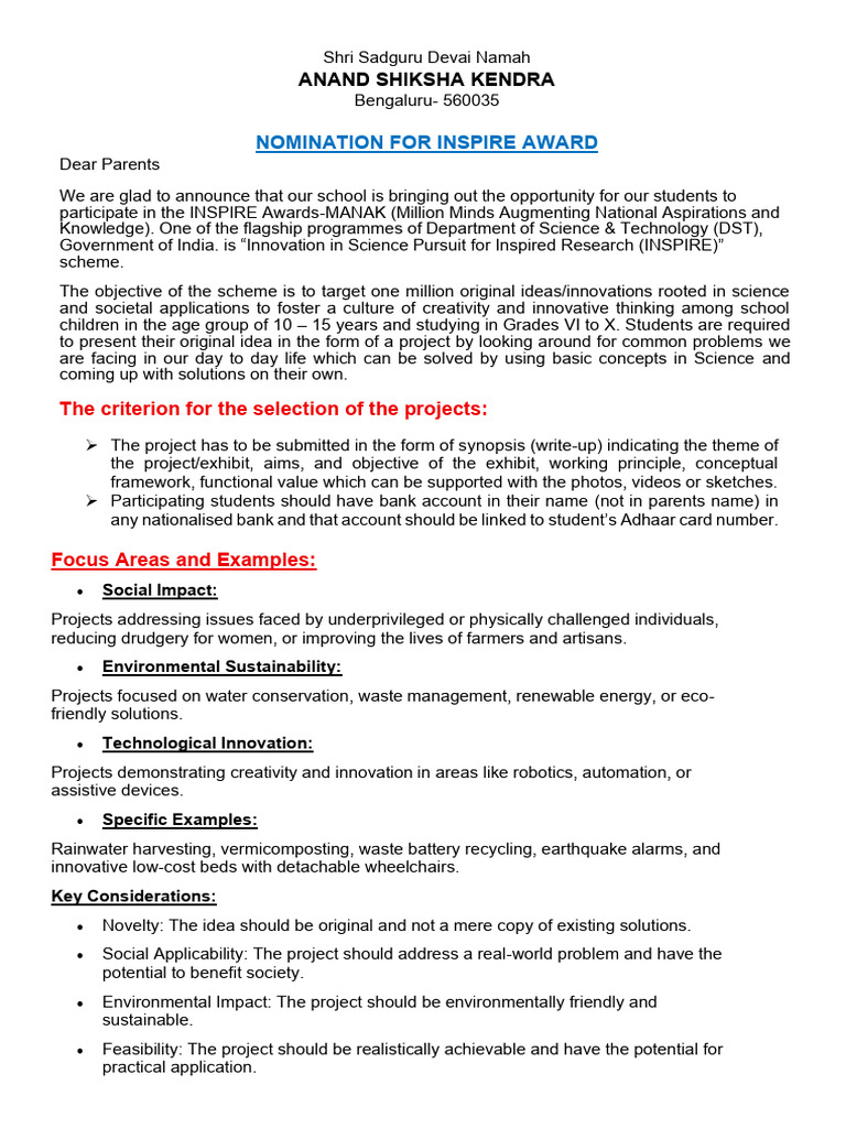 Inspire Award Circular 2025-2 | PDF | Science | Natural Environment