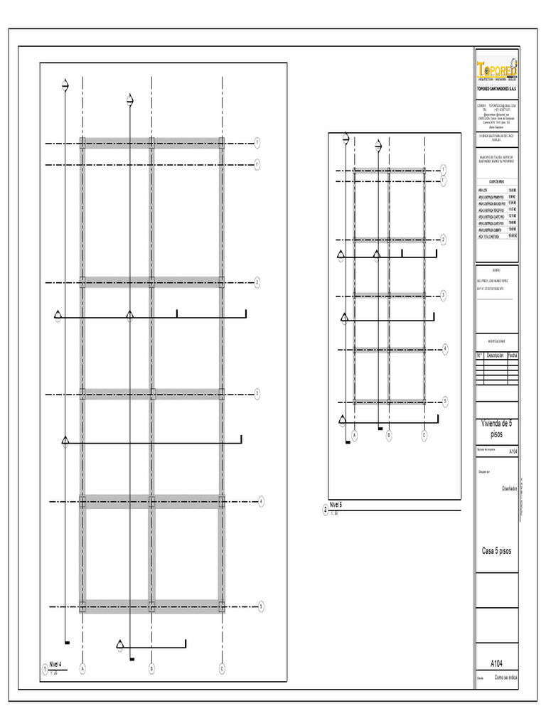 Casa de 5 Pisos - Plano - A104 - Vivienda de 5 Pisos | PDF