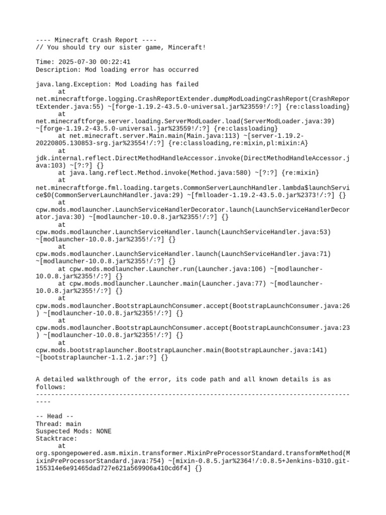 Minecraft Mod Loading Error Report | PDF | Central Processing Unit ...
