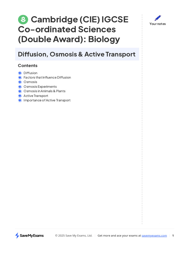 Cambridge (CIE) IGCSE Co-Ordinated Sciences (Double Award) : Biology ...