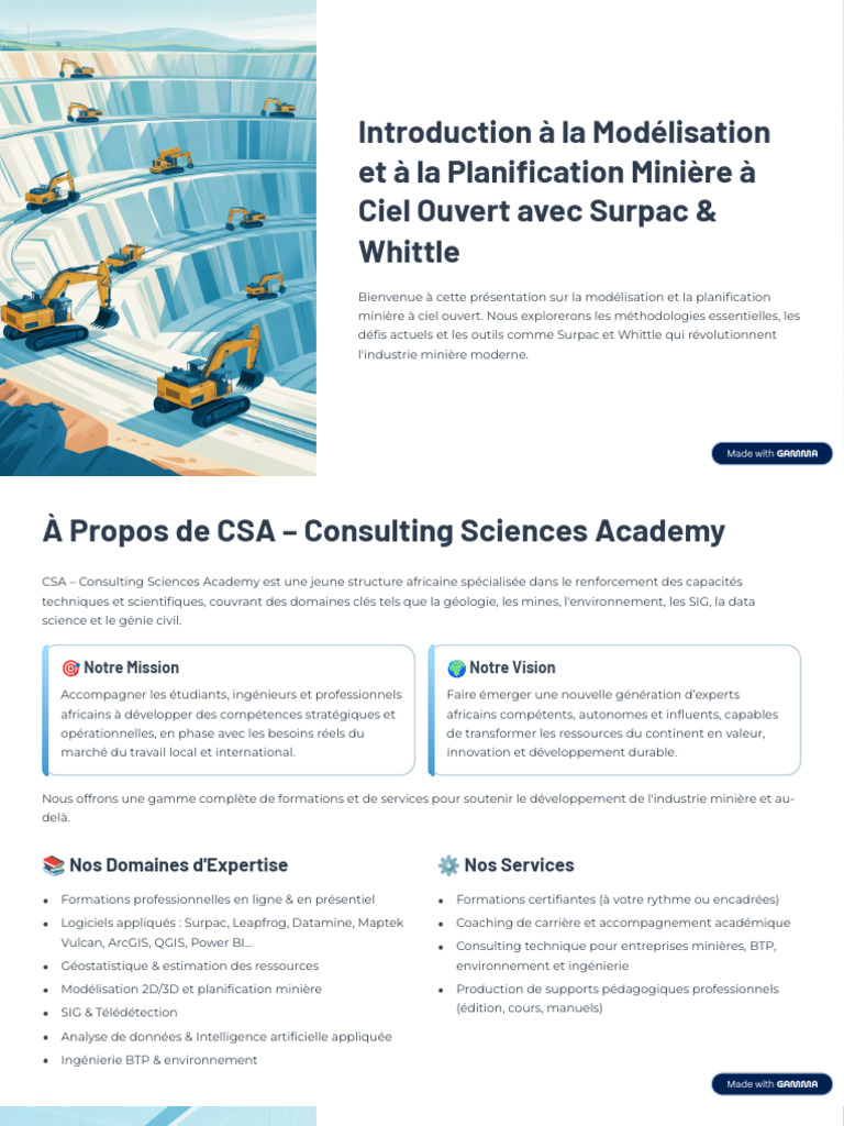Modélisation et Planification Minière Ciel Ouvert | PDF | Planification ...