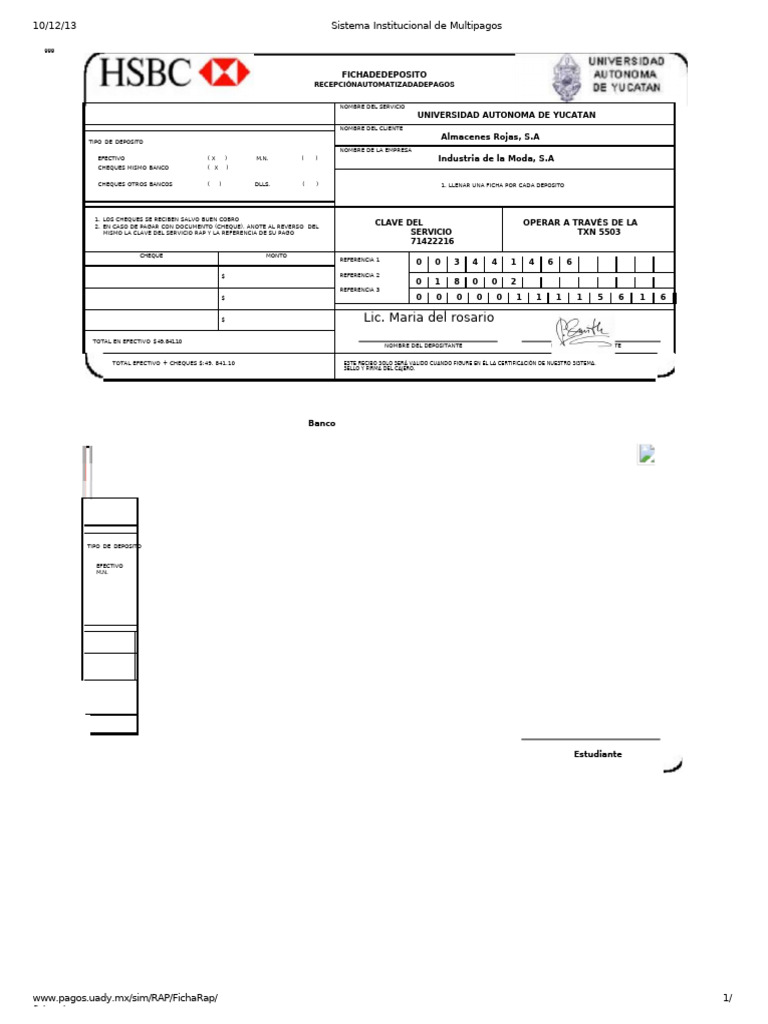 Ficha de Deposito Ficha de Deposito (1) Ximena Examen | PDF | Bancario ...