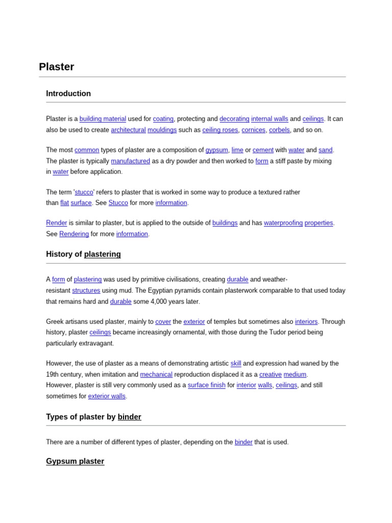 Comprehensive Guide to Plaster Types | PDF | Plaster | Lime (Material)
