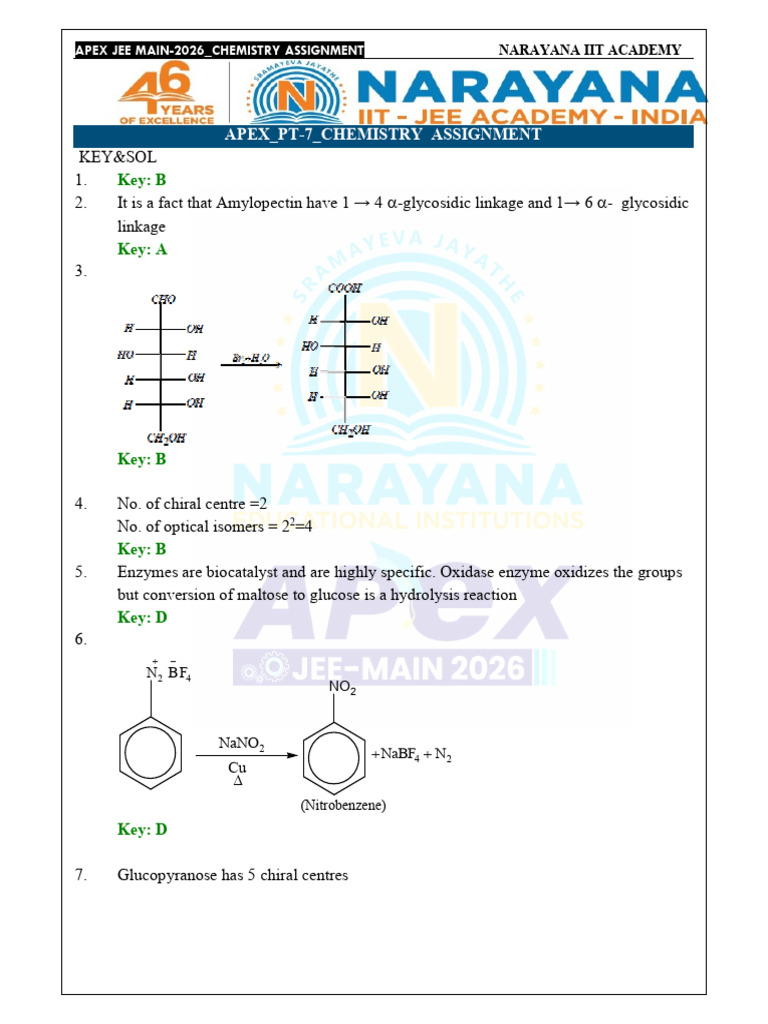 JEE Main 2026 Chemistry Assignment | PDF | Amine | Chemistry