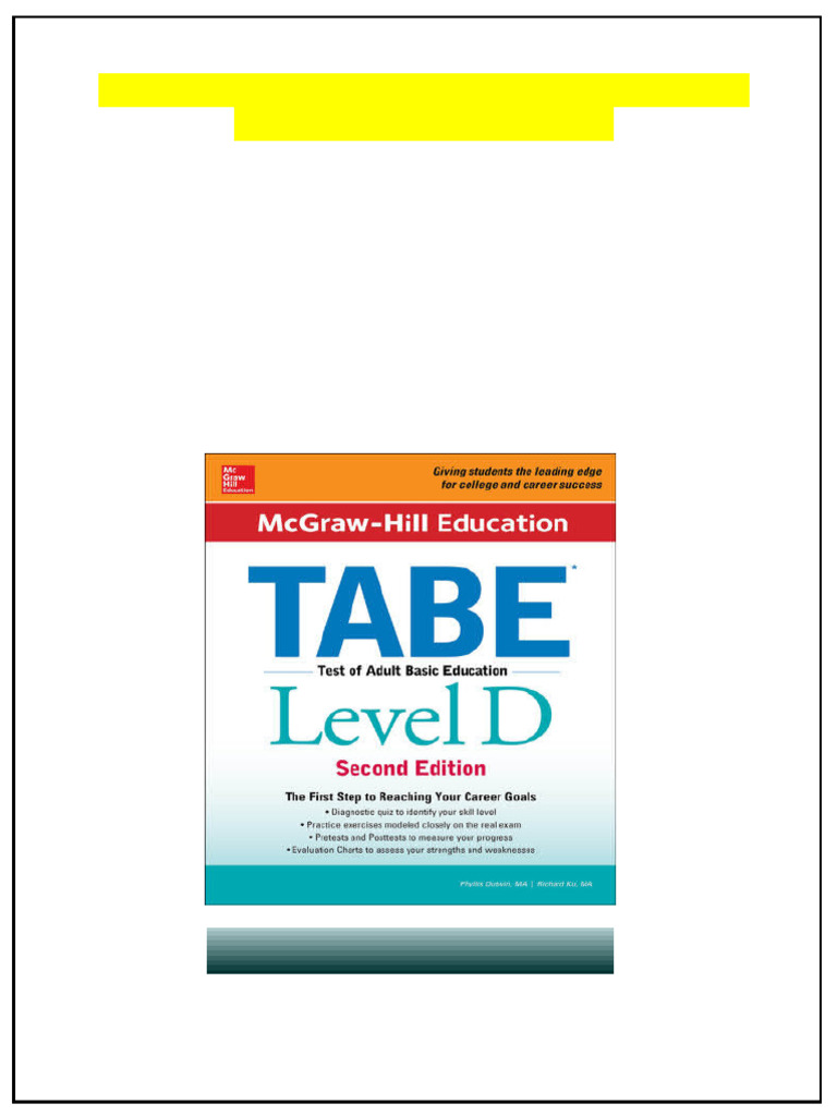 McGraw Hill Education TABE Level D 2nd Edition Phyllis Dutwin Available ...