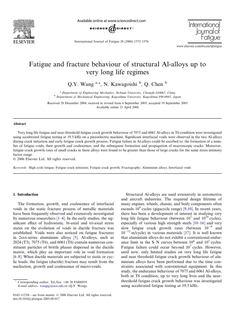 Fatigue and Fracture Behaviour of Structural Al-Alloys Up To Very Long ...