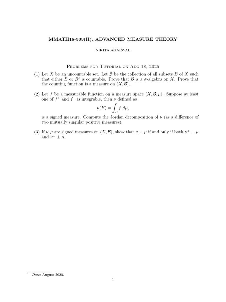Advanced Measure Theory Problems | PDF