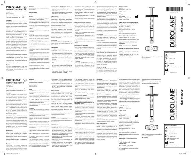 DUROLANE for Knee and Hip Osteoarthritis | PDF | Injection (Medicine ...