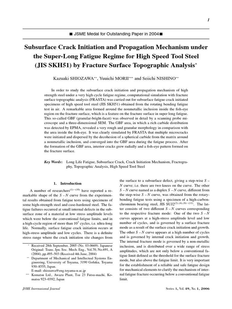 Subsurface Crack Mechanism in High-Speed Steel | PDF | Fatigue ...