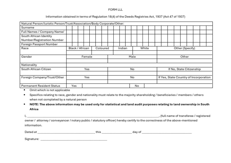 Form LLL: Deeds Registries Act Compliance | PDF
