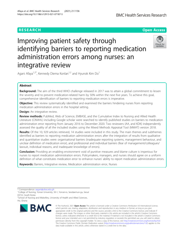 Barriers to Reporting Medication Errors | PDF | Patient Safety | Nursing
