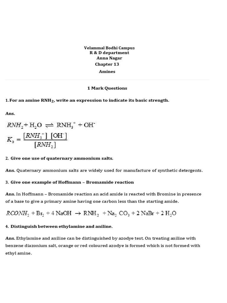 Understanding Amines: Key Concepts and Reactions | PDF | Amine ...