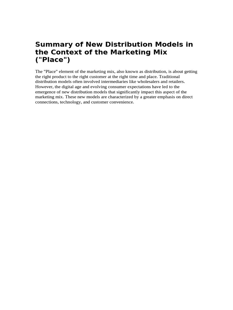 New Distribution Models in Marketing Mix | PDF