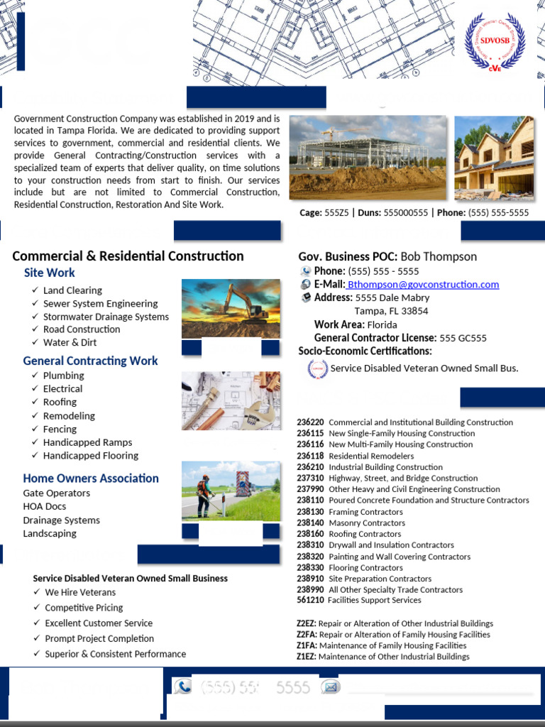 Gov Construction Co Capability Statement | PDF | General Contractor ...