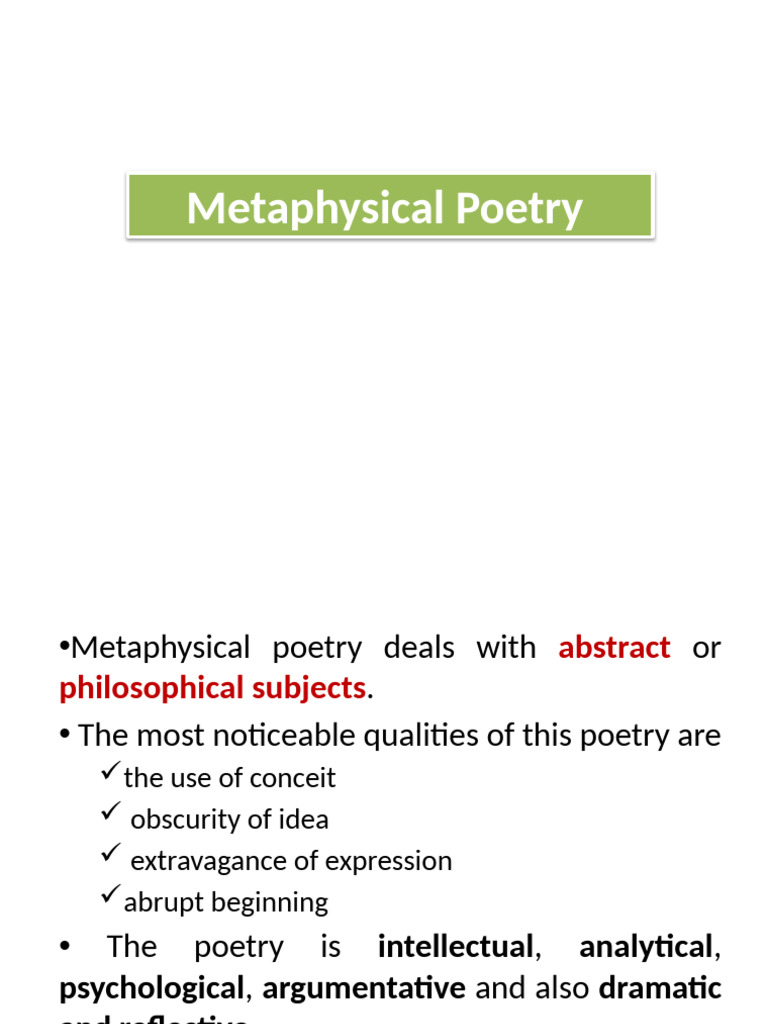Understanding Metaphysical Poetry | PDF | Poetry
