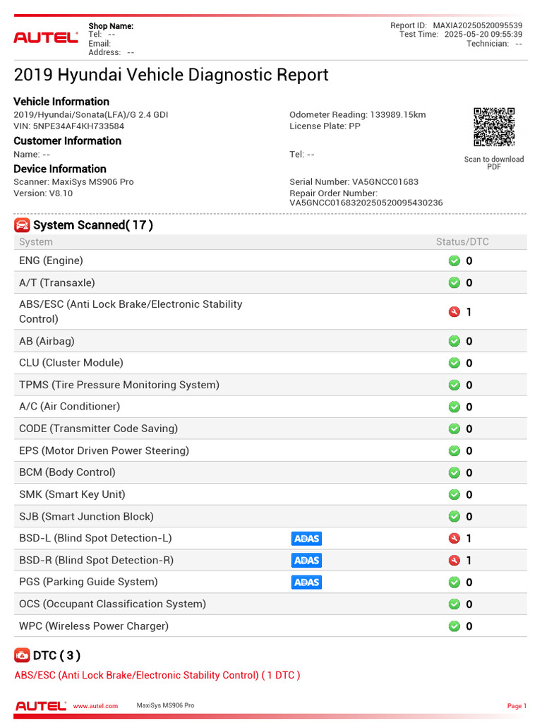 Hyundai Sonata DTC Report Summary | PDF | Anti Lock Braking System | Car