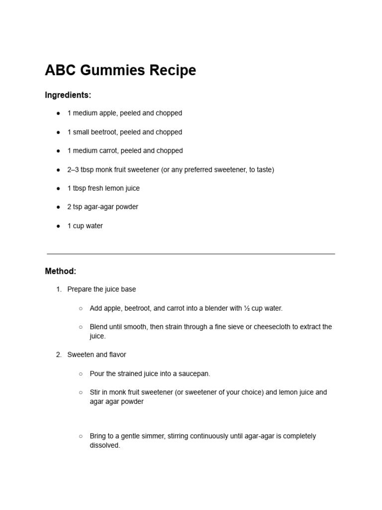 Homemade ABC Gummies Recipe | PDF