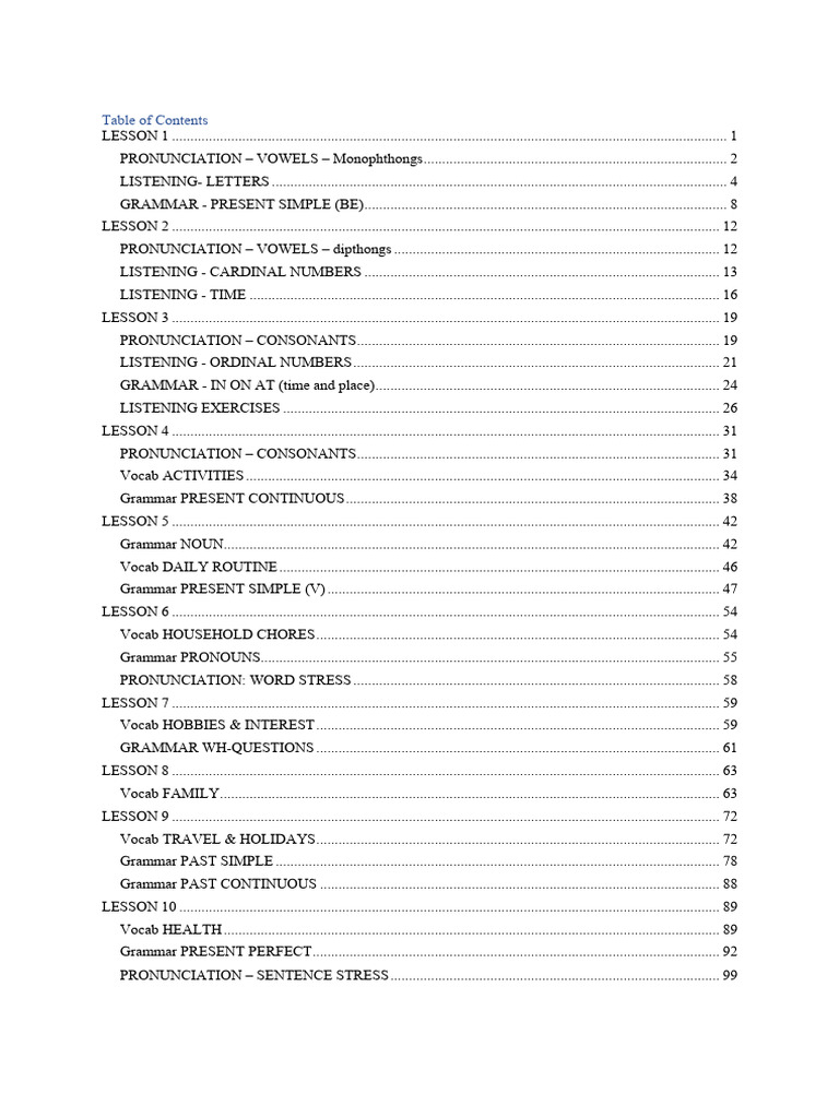 English Language Learning Lessons | PDF | Linguistics