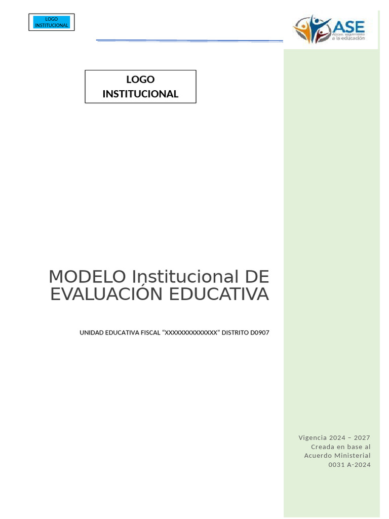 Modelo de Evaluación Educativa 2024-2027 | PDF | Evaluación | Maestros