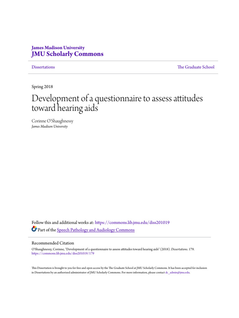 Questionnaire on Attitudes Toward Hearing Aids | PDF | Attitude ...