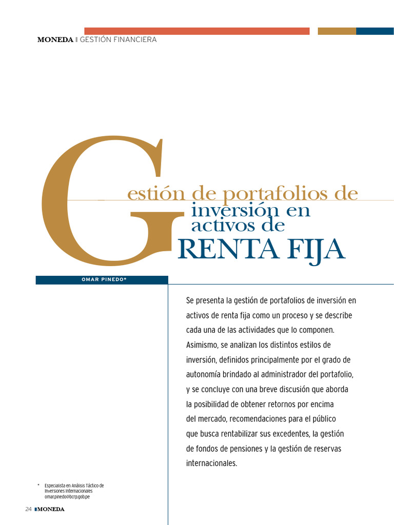 Gestión de Portafolios en Renta Fija | PDF | Portafolio (Finanzas ...