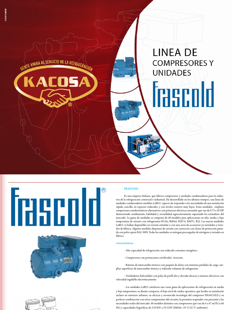 Unidades Condensadoras LaBLU Frascold | PDF | Refrigeración ...