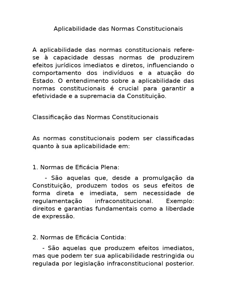 Aplicabilidade das Normas Constitucionais | PDF | Constituição | Estado