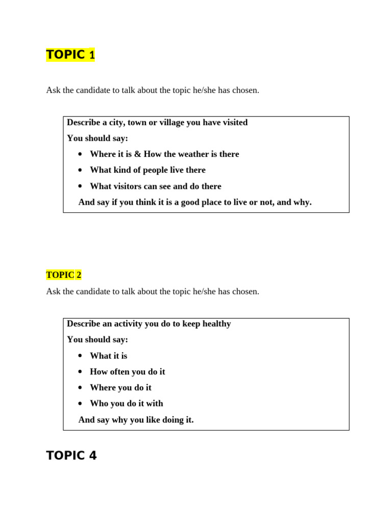 Speaking Topics for Candidates | PDF