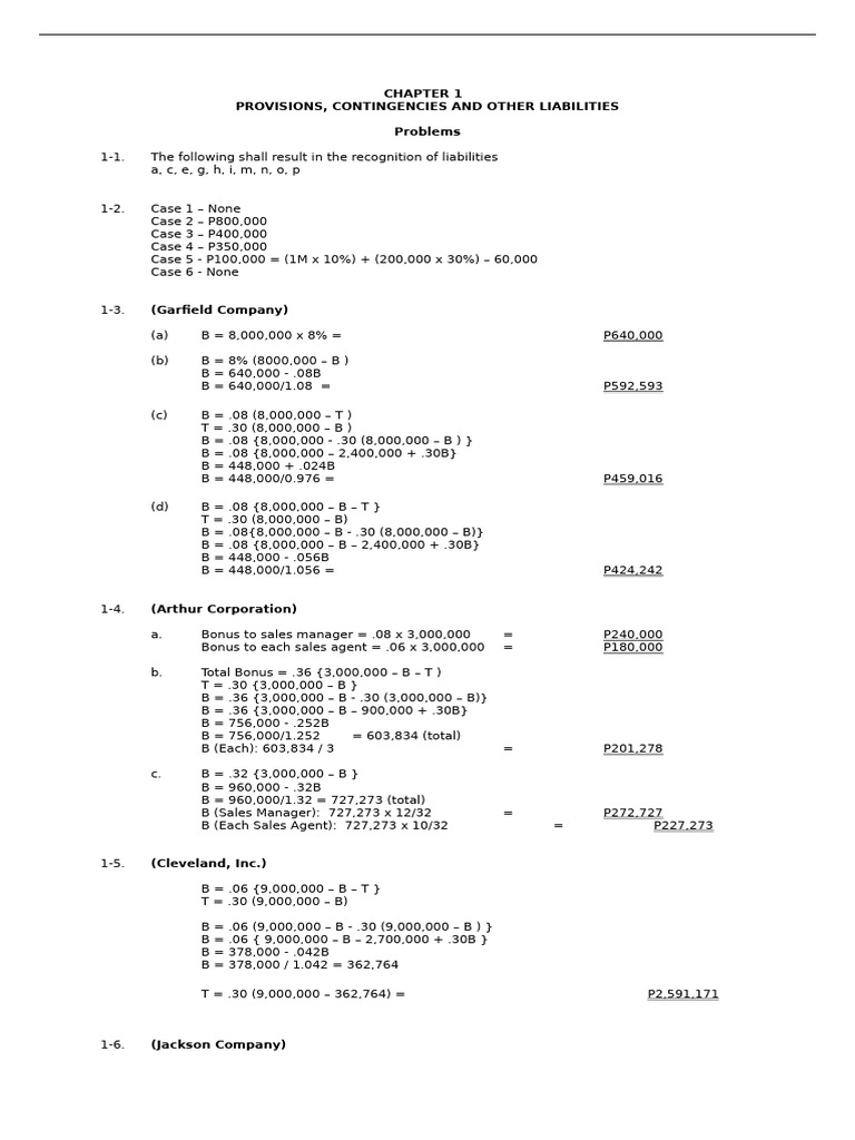 Provisions and Liabilities Overview | PDF | Treasury Stock | Preferred ...