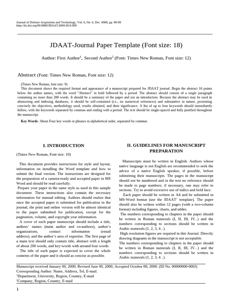 JDAAT Manuscript Preparation Guidelines | PDF | Note (Typography ...