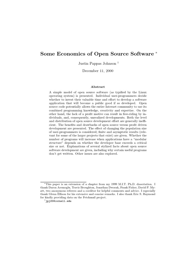 Economics of Open Source Software | PDF | Software Engineering