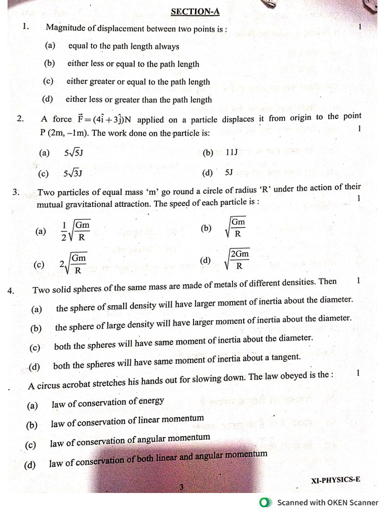 Physics Xi TH 24-25 Mid Term | PDF
