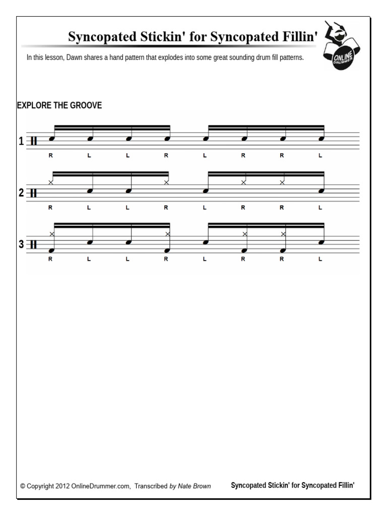 Syncopated Drum Fill Patterns Guide | PDF