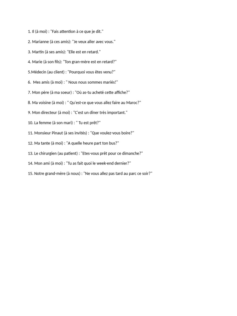Dialogues quotidiens en français | PDF