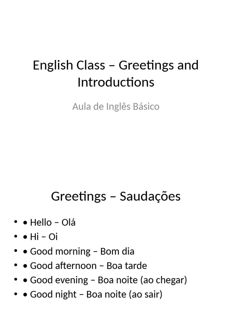 Aula Ingles Basico Greetings | PDF