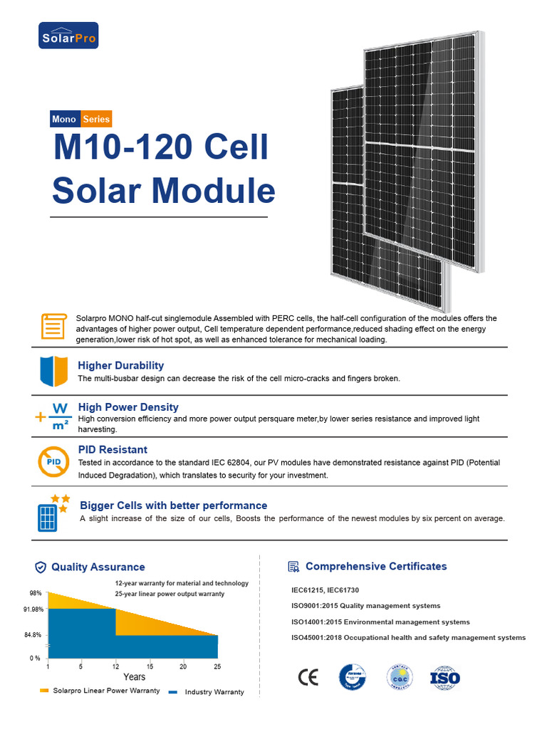 High-Efficiency M10-120 Solar Module | PDF | Solar Panel | Sustainable ...