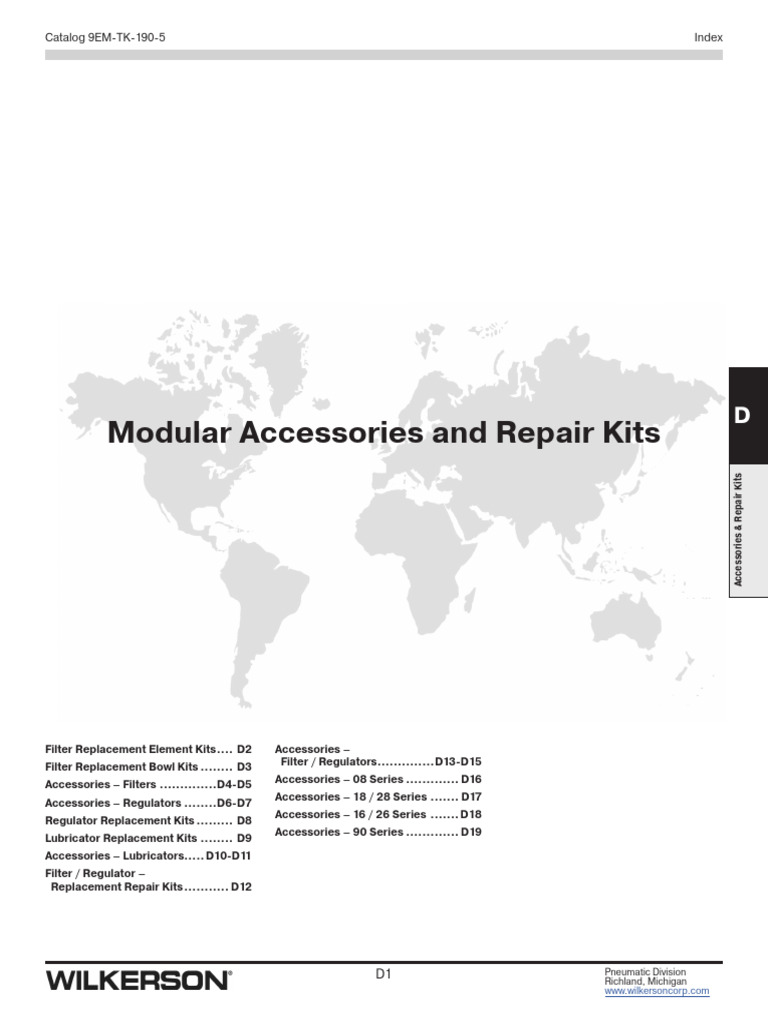 9EM TK 190 5 - D Accessories Repair Kits | PDF | Pressure | Gases