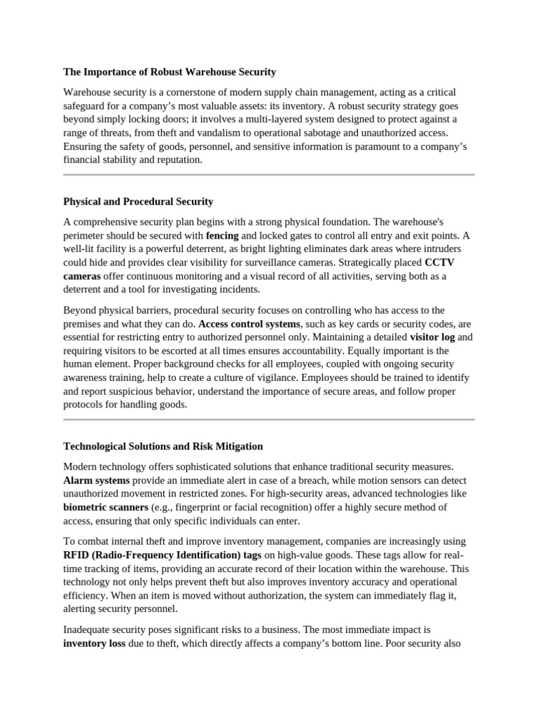 Warehouse Security: A Critical Investment | PDF | Computer Security ...