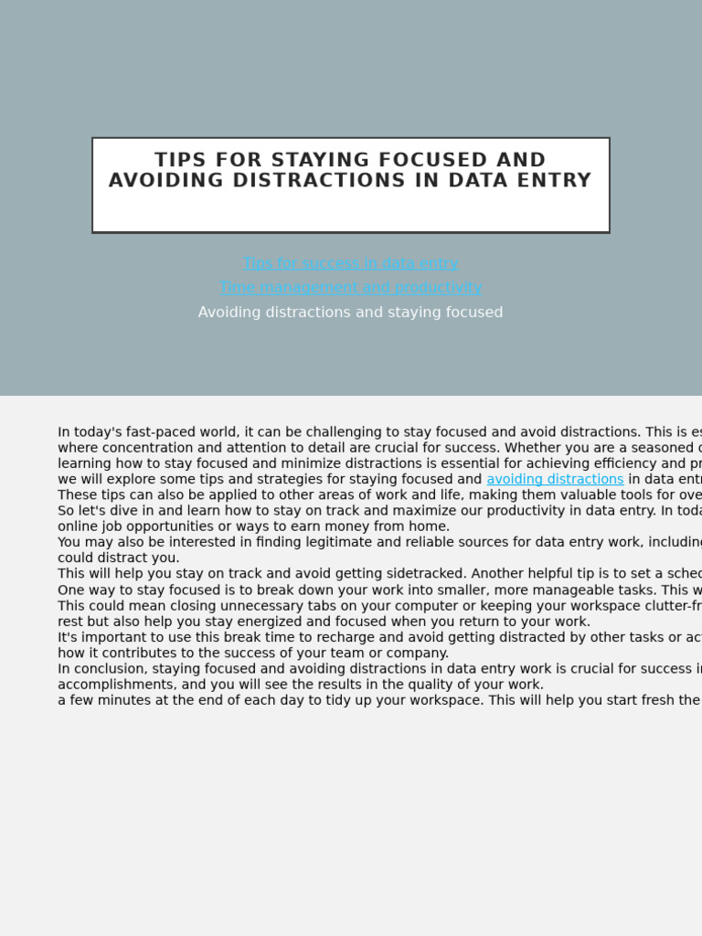 Tips For Staying Focused And Avoiding Distractions In Pdf