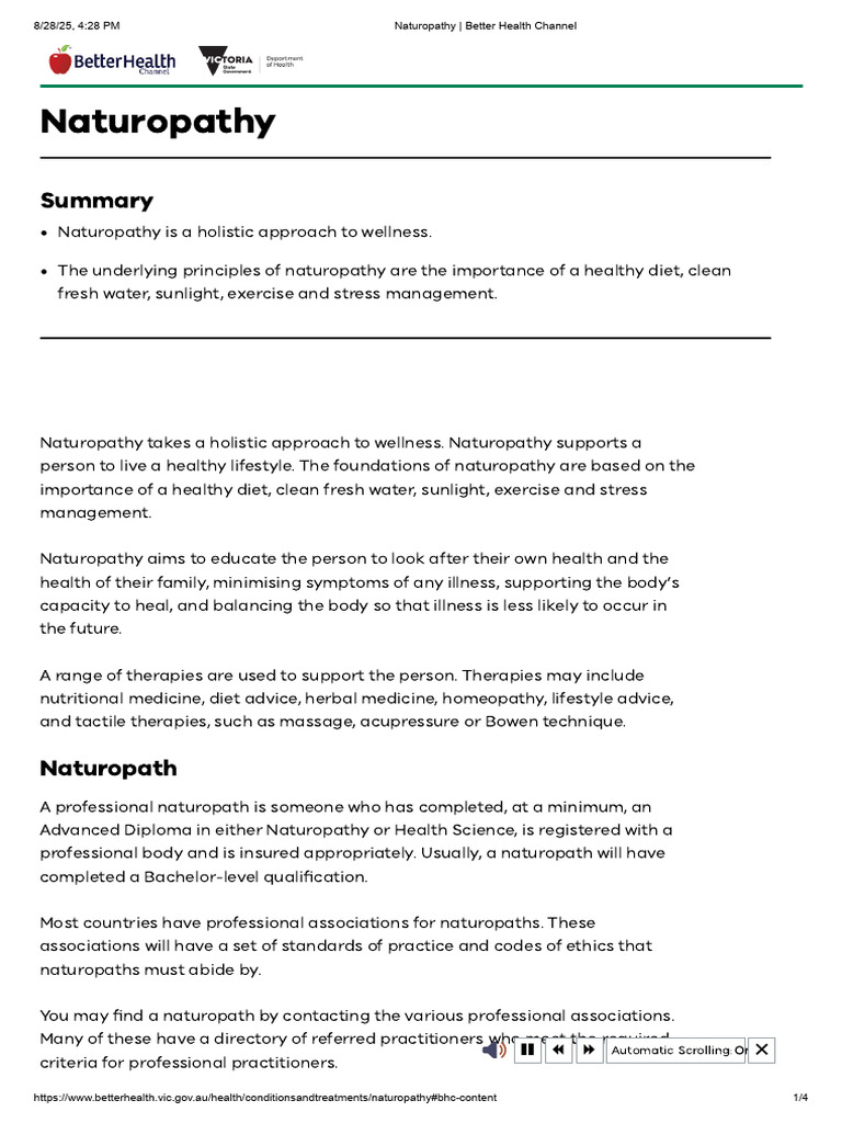 Understanding Naturopathy Basics | PDF | Naturopathy | Health Care