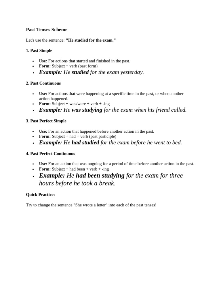Understanding Past Tenses in English | PDF