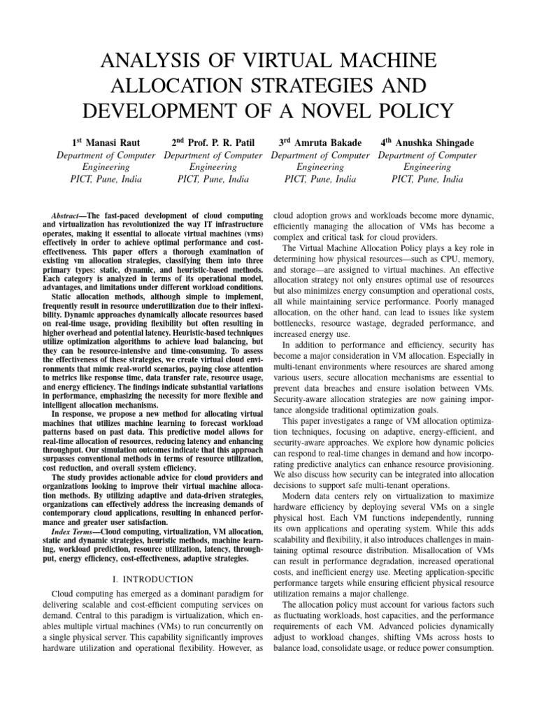 VM Allocation Strategies Analysis and Policy | PDF | Virtual Machine ...