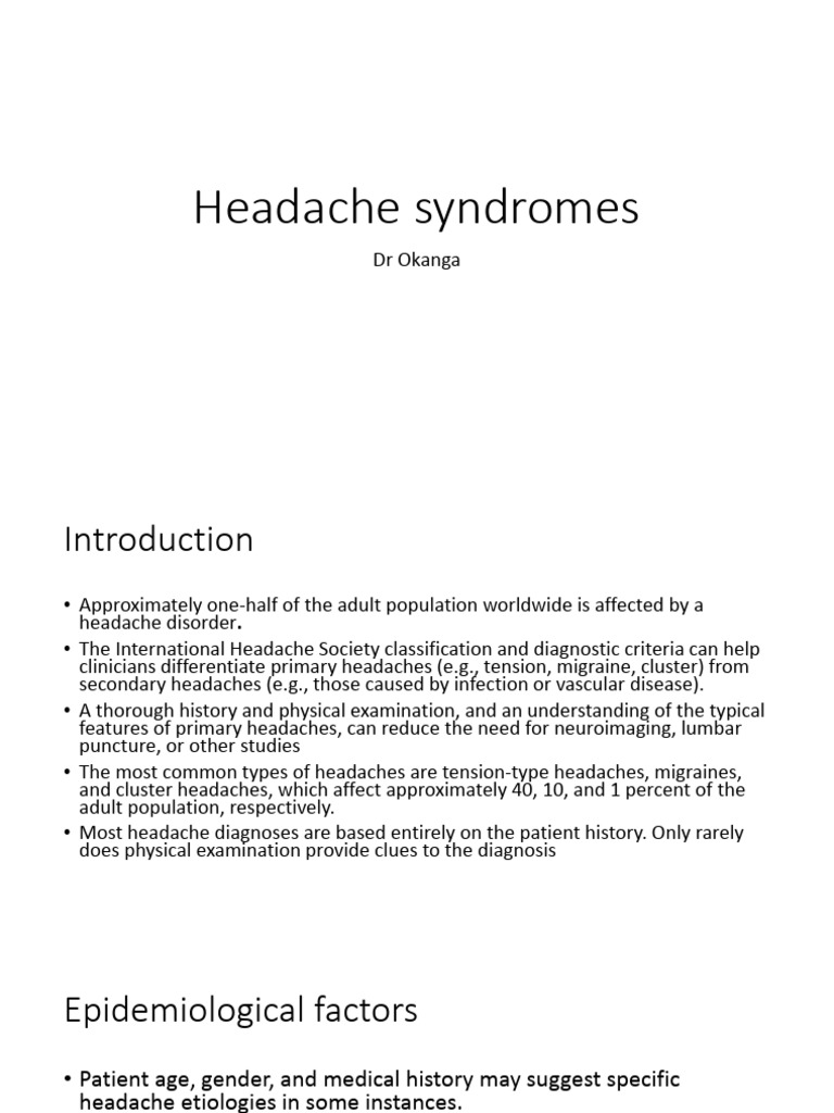 Understanding Headache Syndromes | PDF | Headache | Migraine