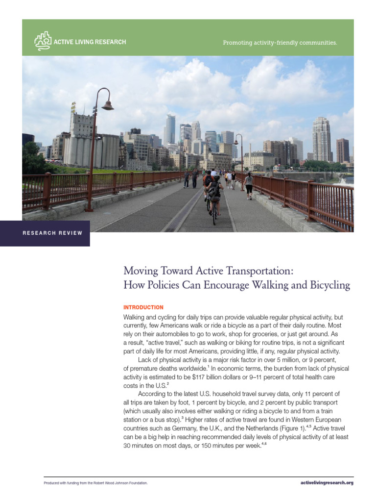 Policies to Boost Active Transportation | PDF | Cycling Infrastructure ...
