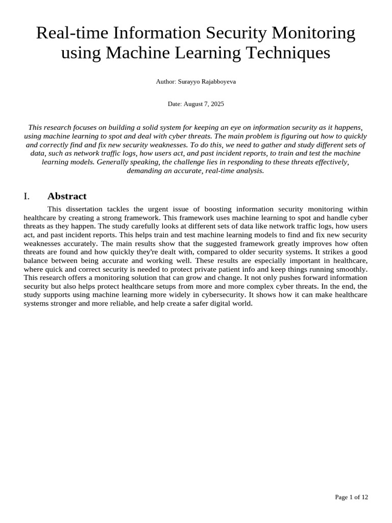 Real Time Information Security Monitoring Using Machine Learning ...