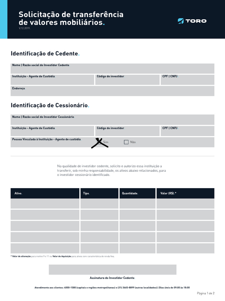 Solicitação de Transferência de Ativos | PDF | Impostos | Investimentos